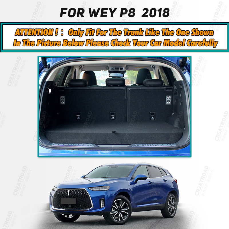 Auto Full Coverage Trunk Mat For WEY P8 2018 Anti-Dirty Leather Car Boot Cover Pad Cargo Liner Interior Protector Accessories 64cbb