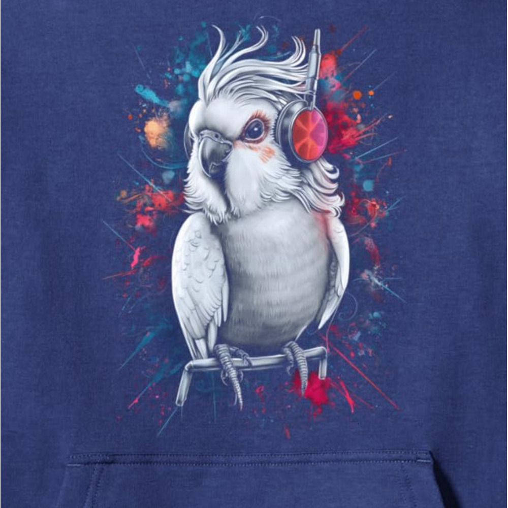 Hoodie for Mens Womens Parrot Headphones Splatter Art Music Lovers Graphic Tees Pullover Hoodie Graphic Hoodies sweatshirt