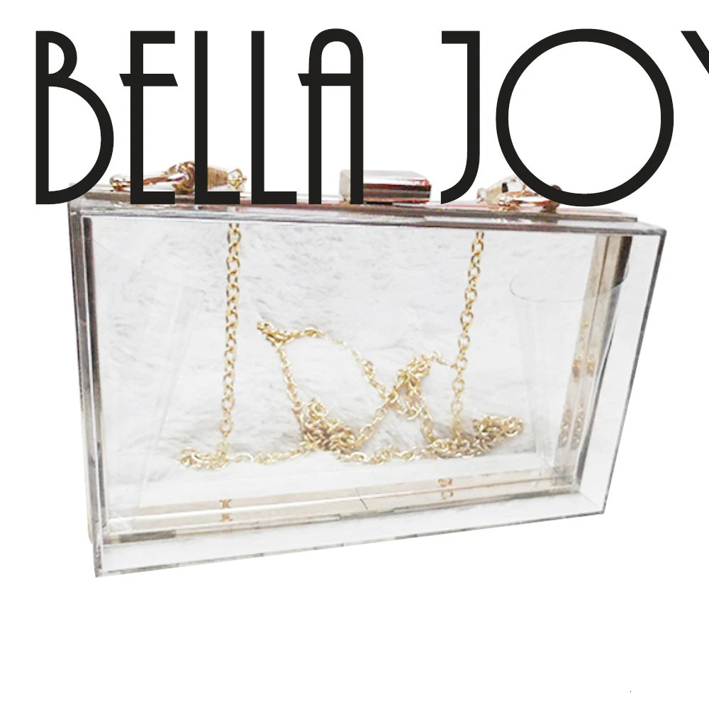 BELLA JOY Acrylic Transparent Women Clutch Bag Chain Women Messenger Bag Evening Bag Handbag Chain Shoulder Bag 241112