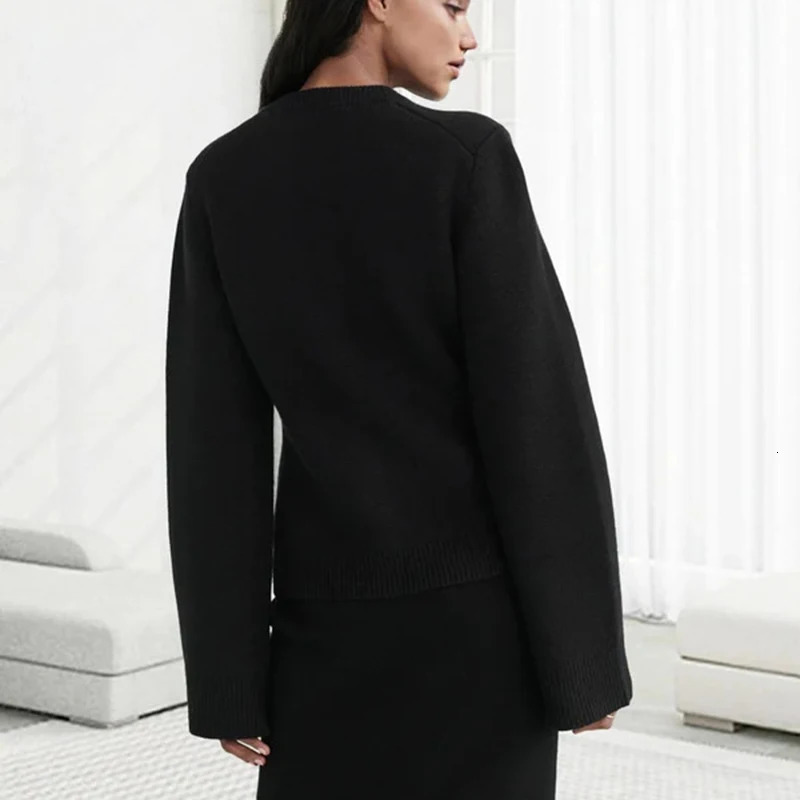 Elegant Wool Knitted Cardigan Jacket Women Autumn Winter Solid O Neck Single Breasted Slim Sweaters Streetwear Coat Outerwears 241111