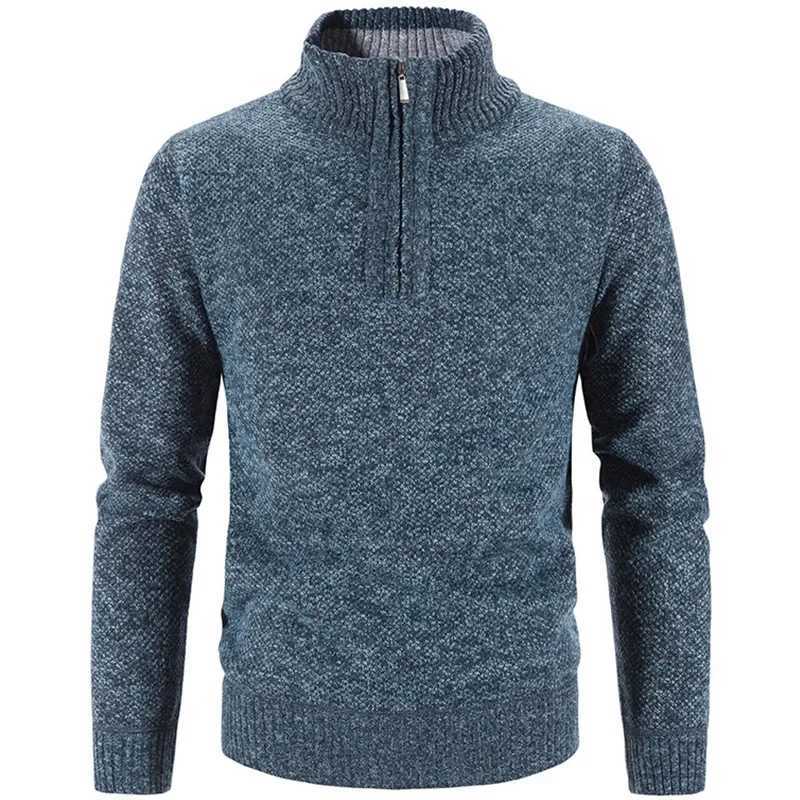 Mens Turtleneck Knitted Pullover Sweater 2024 Autumn Winter Wool Thick Half Zipper Solid Casual Slimming Mens Wool Sweater W2411111