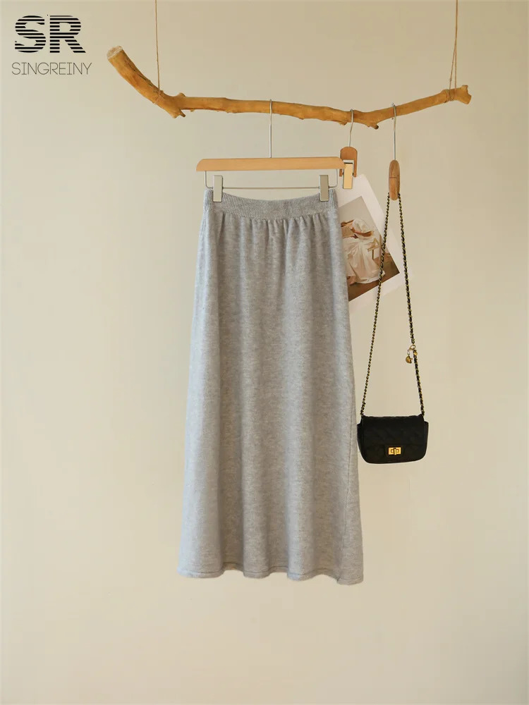 SINGREENY Winter Solid 2-piece Set Autumn Square Collar Single Chest CardiganElastic Waist Tight Clothes Womens Casual Warm and Slim Fit Set 241112