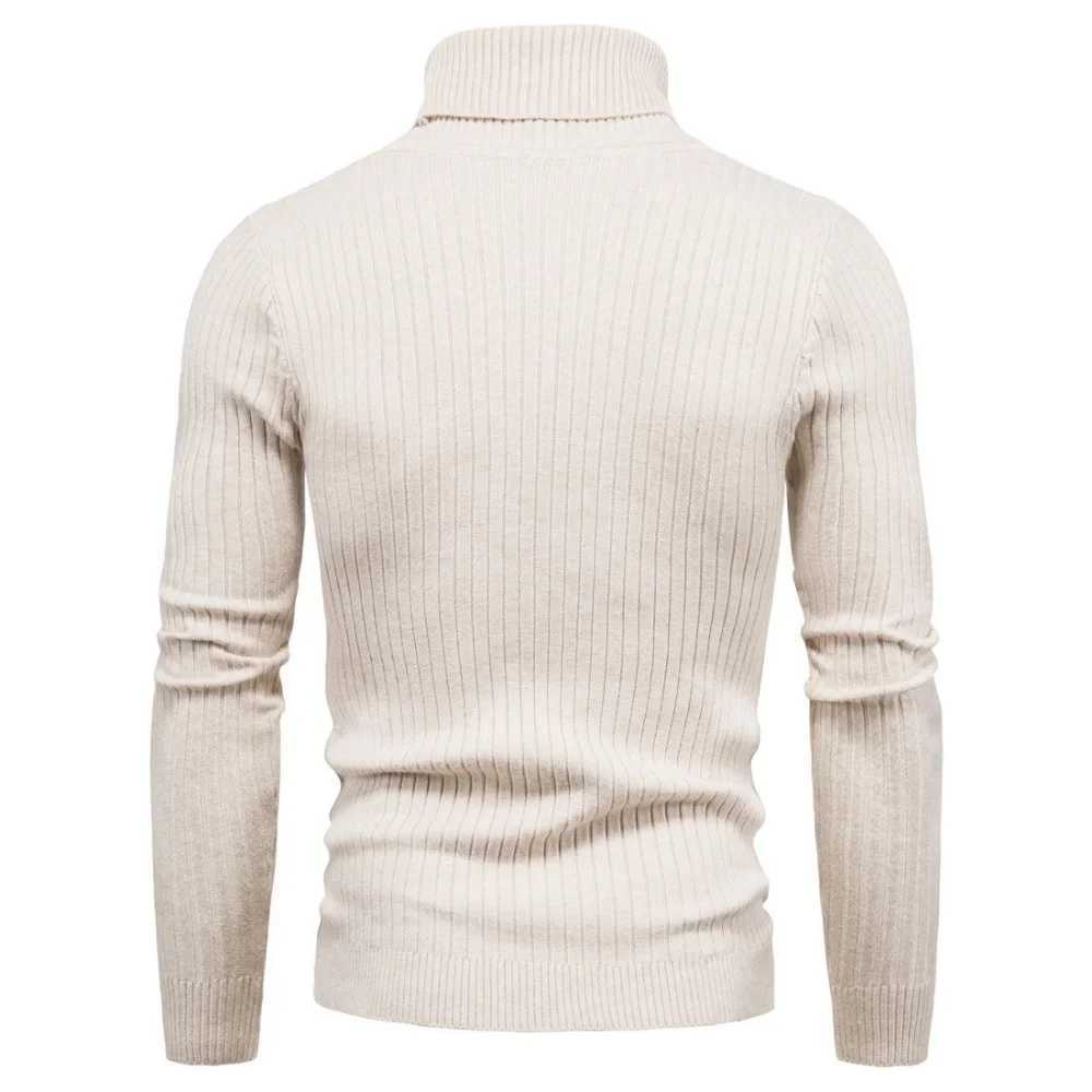 Autumn and winter new trend turtle neck solid color slim fit sweater mens jacquard zipper mens knitted sweater comfortable top W2411111