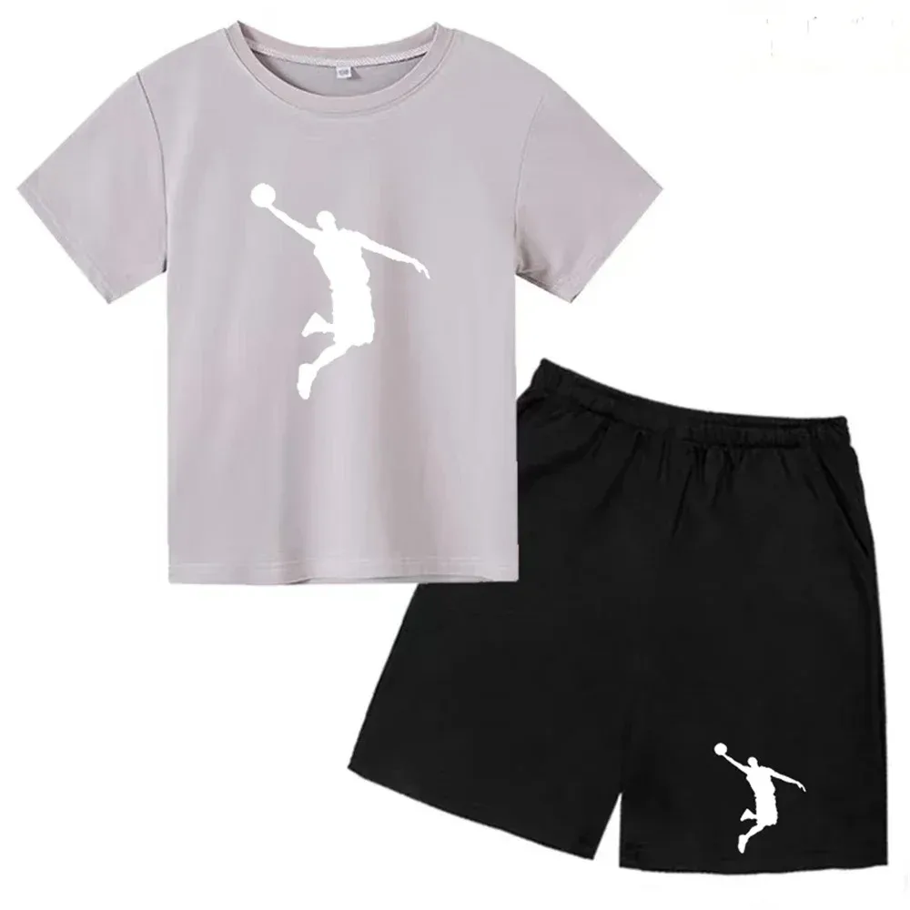 Boys Girls Children's T-shirt Set Summer Kids Tshirts +Shorts Sports Short Sleeve Casual Wear 4-14 Year Old Children's Clothing