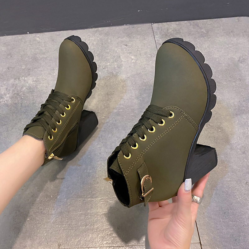 New 2023 Spring Winter Women Pumps Quality Lace-up European Ladies Shoes PU High Heels Boots Fast Delivery 5c62