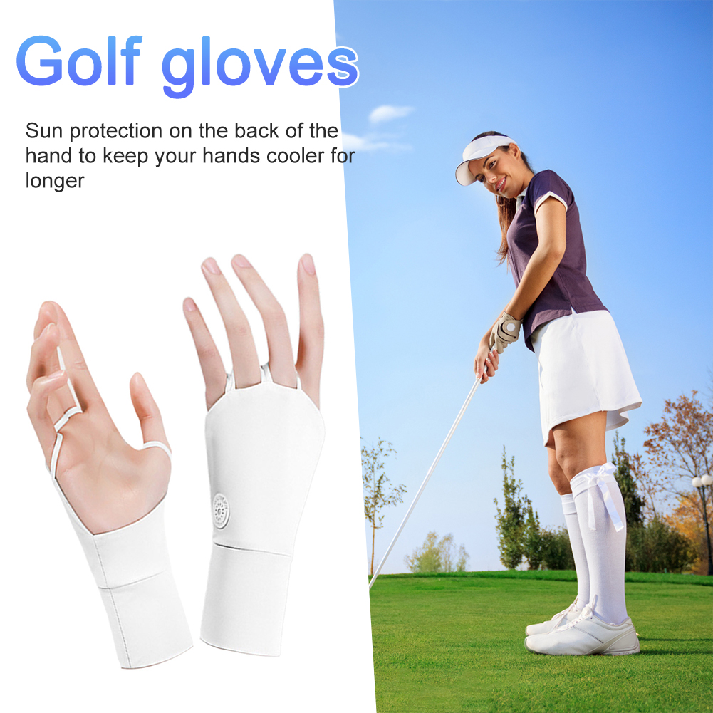Women Open Fingered Gloves Cool Breathable Sun UV Protector Golf Glove Hollow Palm Elastic for Outdoor Practice