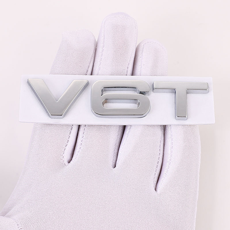 Car Sticker 3D V6T V8T Metal Emblem Badge Decals Displacement Stickers for Audi S3 S4 S5 S6 S7 S8 A4L A5 A6L A7 Q3 Q5 Q7
