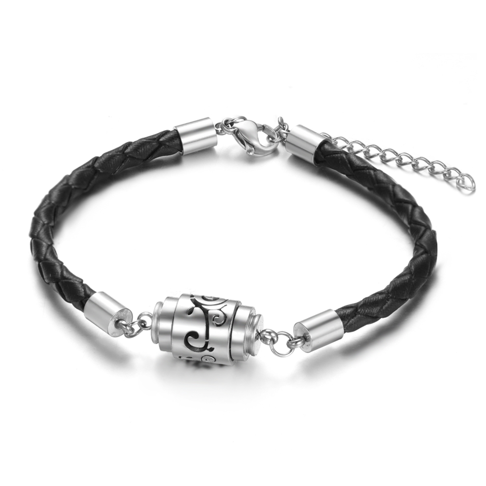Trendy Aromatherapy High Quality Black Leather Diffuser Bracelet Vintage Hollow Out Charms Perfume Essential Oil Locket e6ad6