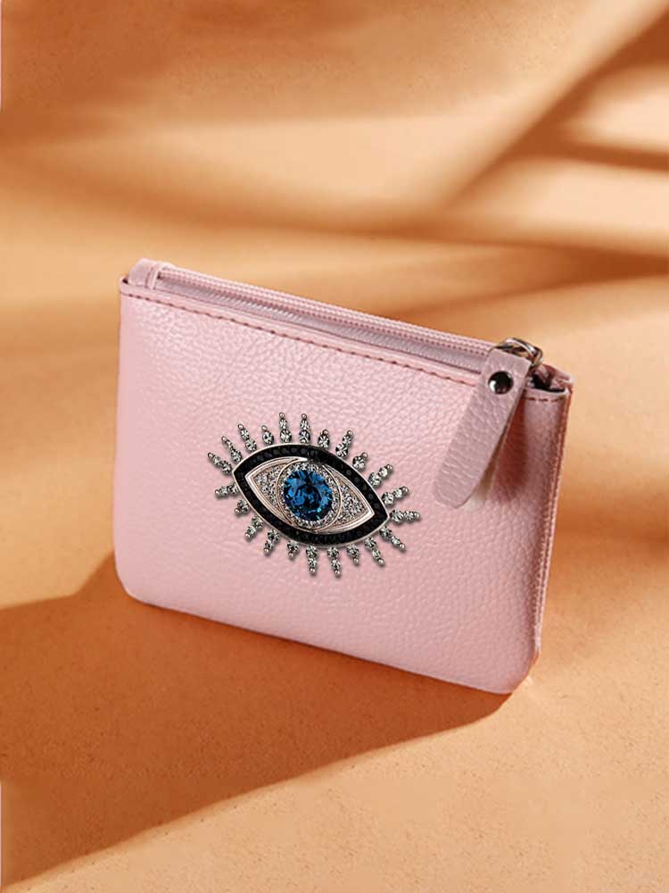 Key Wallets PU Leather Female Scratch-Resistant Light Gold & White Decor Radiant Design 07ce4