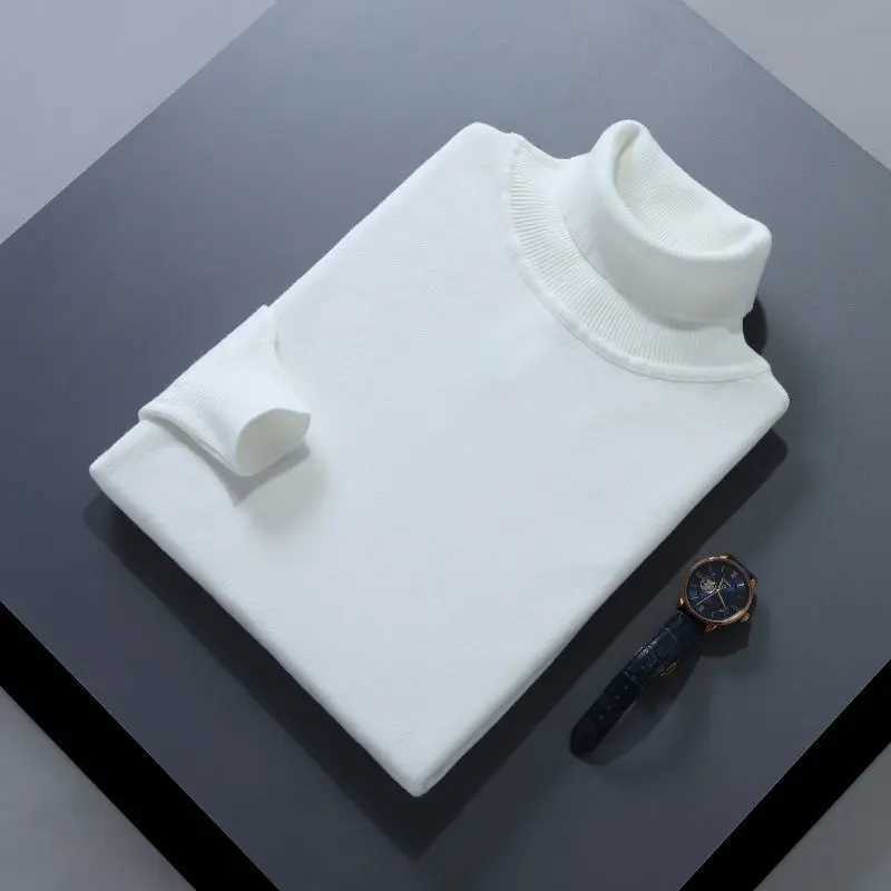 Autumn/Winter 100% Wool Bottom Shirt Mens Thick Collar Sweater Business Cashmere Knitted W2411111