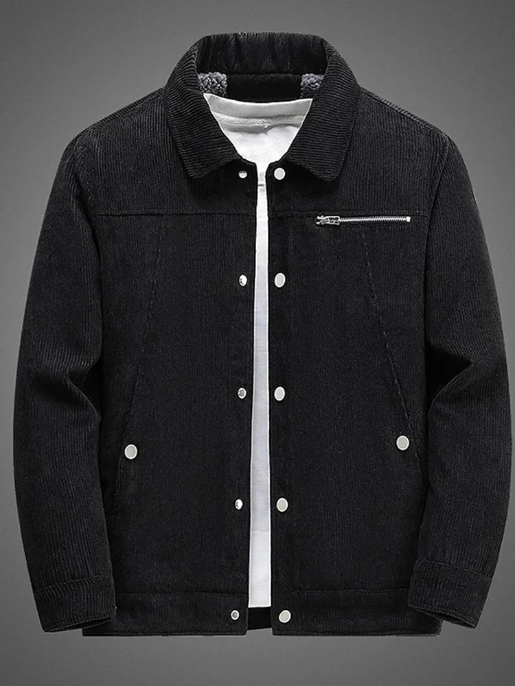 Corduroy Coat Men 2024 Fashion Plus Fleece Jacket Autumn Winter CottonPadded Lamb 241108