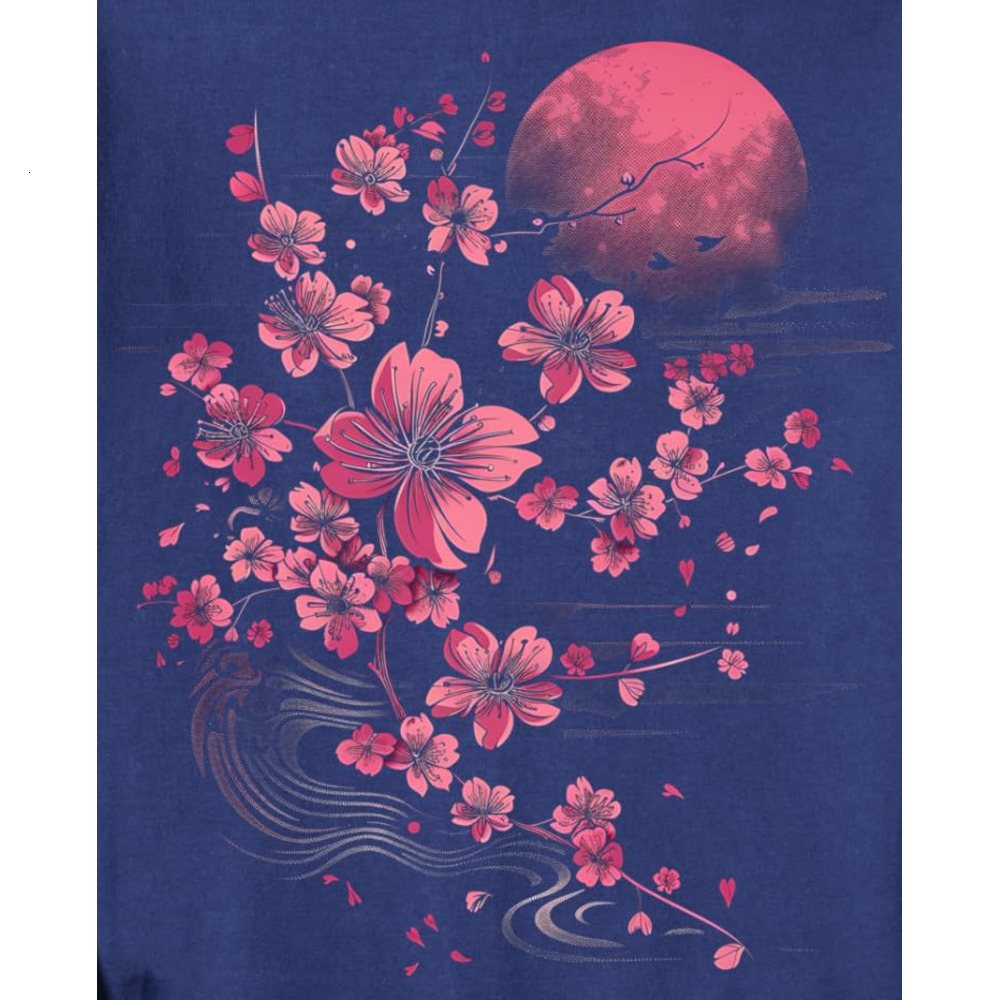 Long Sleeve Shirts for Men sweatshirt Cherry Blossoms Artistic Japanese Blossoms Scenery Graphic Sweatshirt T shirt Tee Streetwear Casual tops clothes
