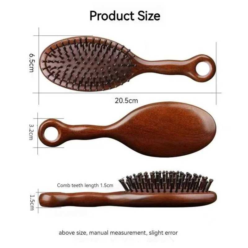 Natural sandalwood air cushion comb anti-static head scalp scraping meridian female massage brush W241112