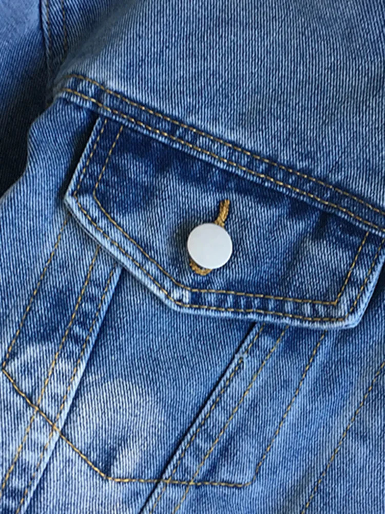 XFPV autumn retro solid color hooded brushed denim jacket womens single chest short jacket trend SM1742 241112