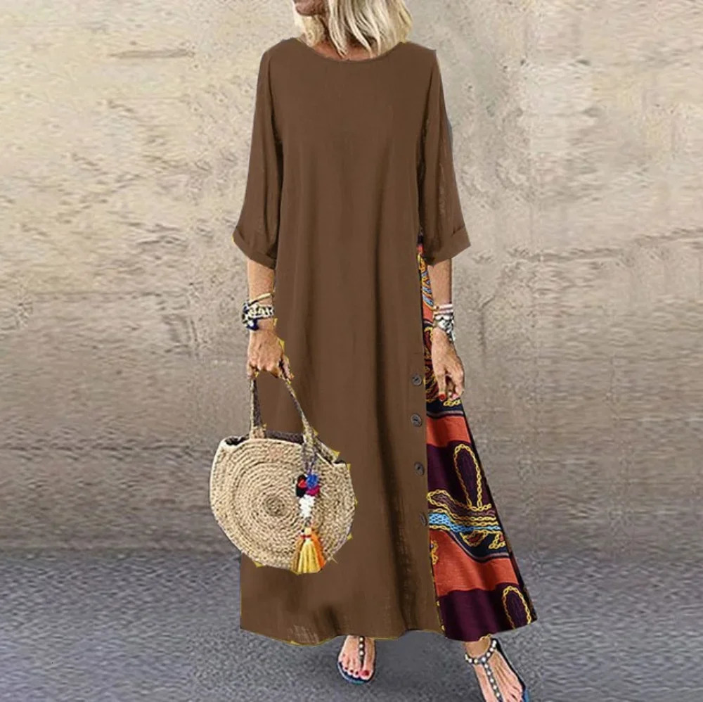 Summer Dresses Vintage Dress for Women Long Loose Fashion Casual Elegant Clothing Clothes Streetwear 240329