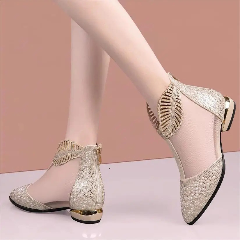 Womens Summer Boots Elegant Ankle Shoes Womens Trend 2024 Comfortable Outdoor Fashion Low Toe Sandals 241111