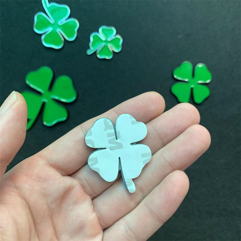 Metal Four-Leaf Clover Body Trim Side Label Lucky Grass Personality Alpha Car Tail Cover scratch Sticker