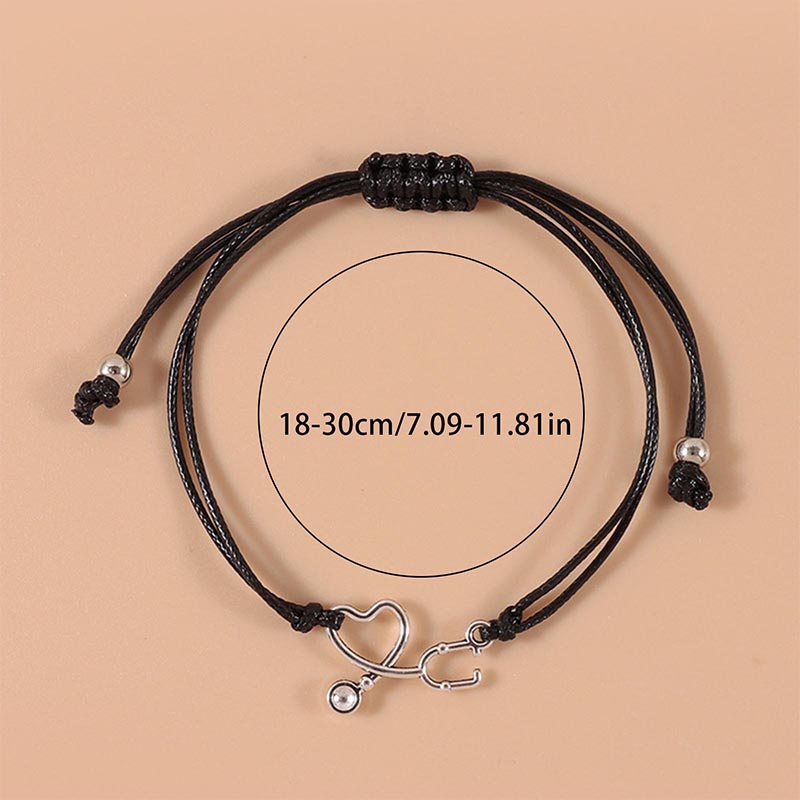 PC New Card Bracelet Simple Creative Stethoscope Wax Hand woven Adjustable Bracelets For Women And Men 5