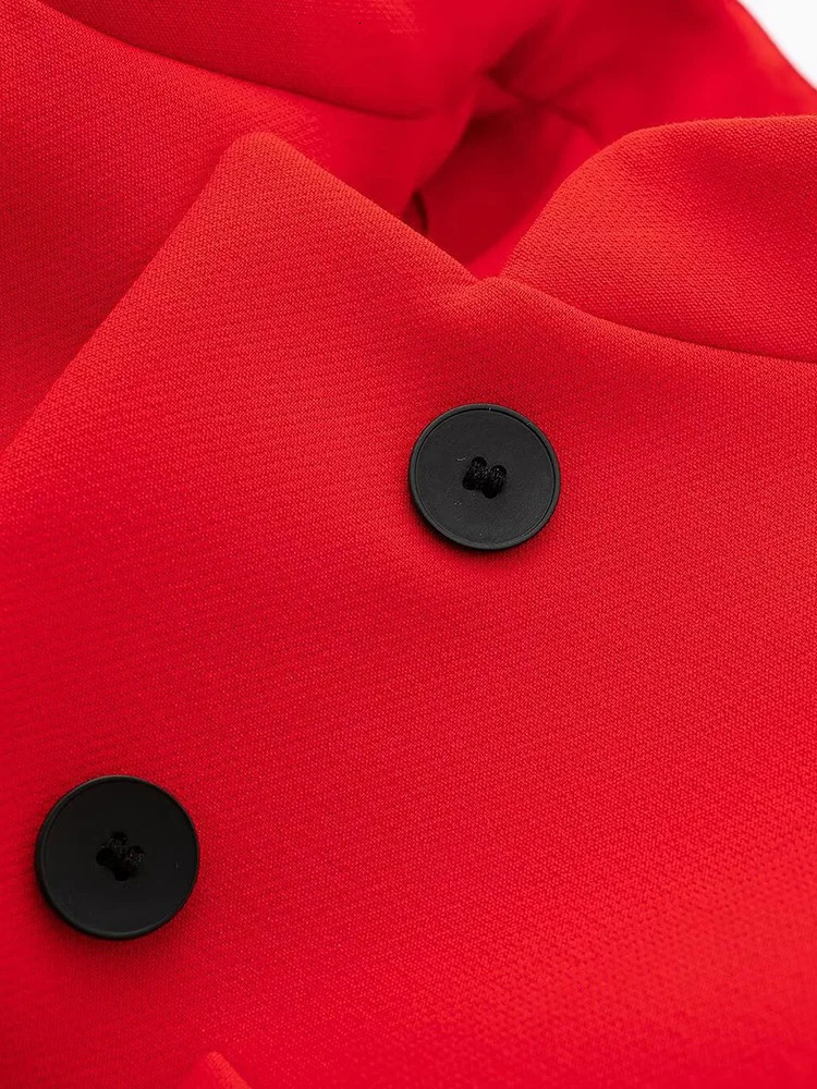 OIINAA Womens Red Jacket Long Sleeve Pocket Office Womens Short Sleeve Jacket Cover Button Autumn Winter Jacket Coat 241111