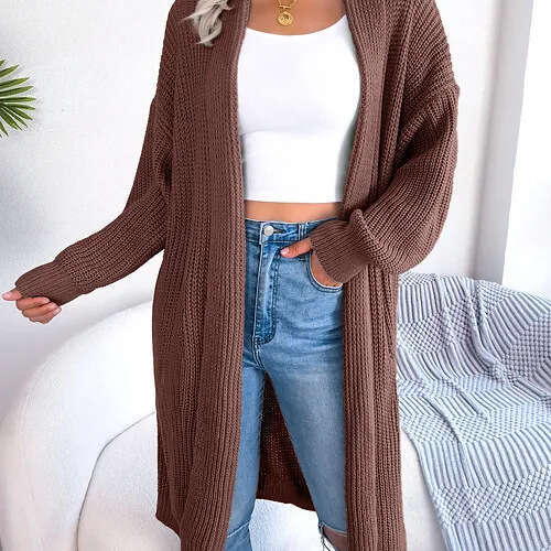 2024 autumn and winter new clothing solid color loose knit women's lapel jacket sweater women