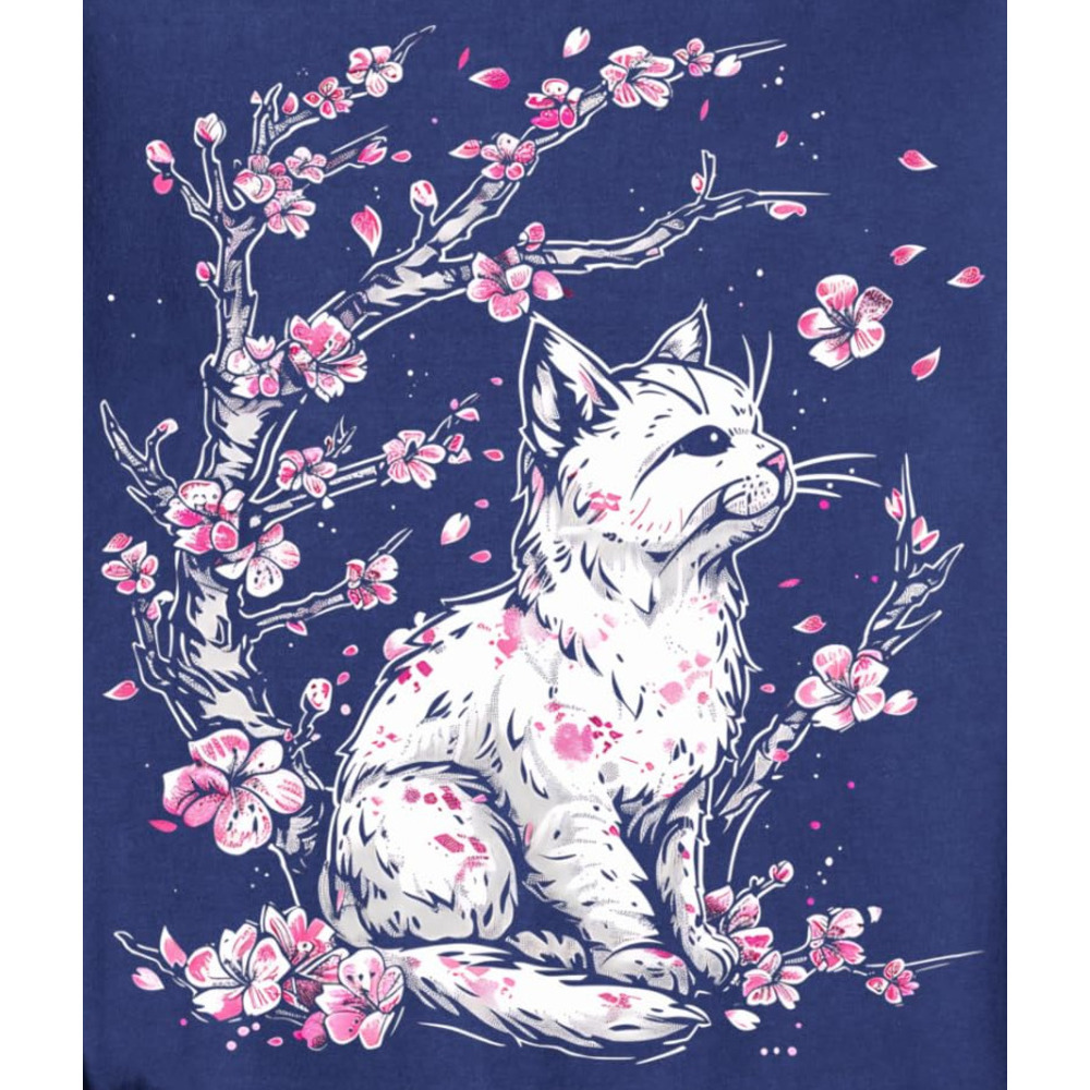 Long Sleeve Shirts for Men sweatshirt Japanese Cat Sakura Blossom Tree Kawaii Pink Flower Design Sweatshirt T shirt Tee Streetwear Casual tops clothes