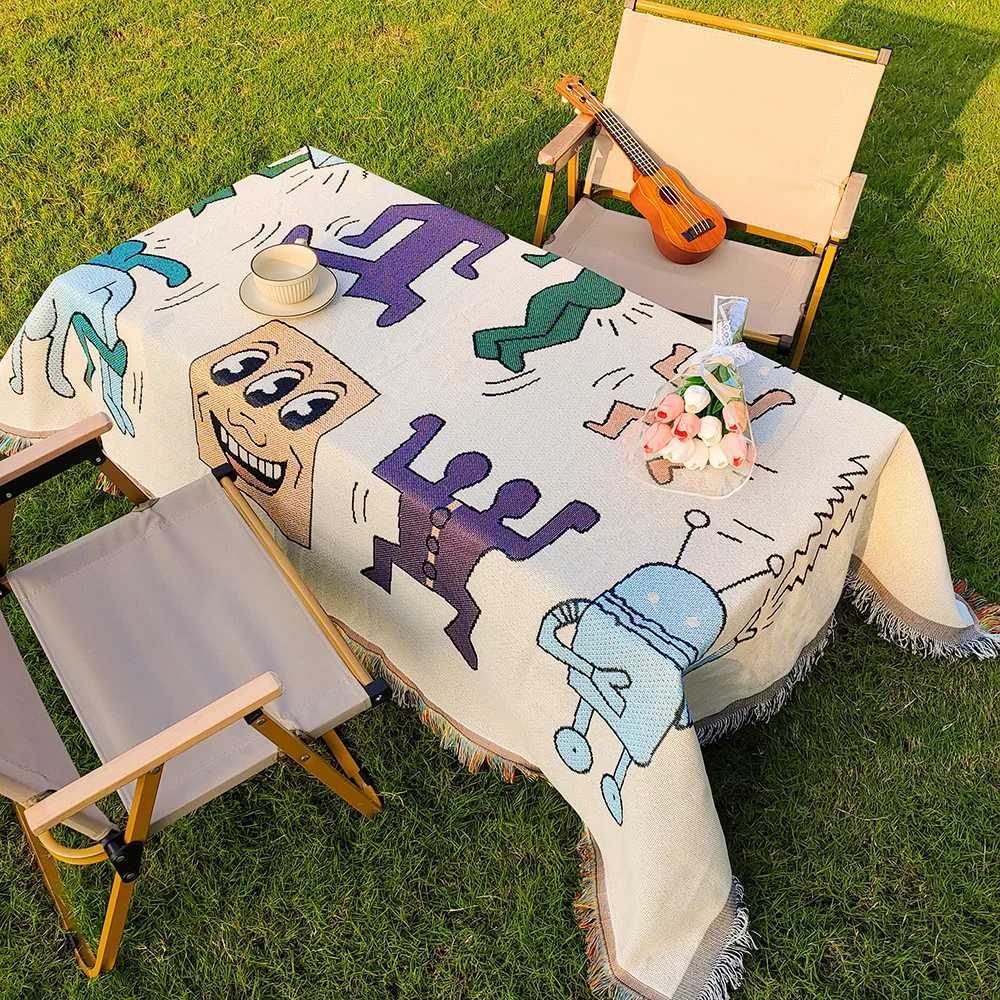 Graffiti sofa blanket fringed throwing blanket vintage woven tapestry throwing blanket living room dining room outdoorXJ241111