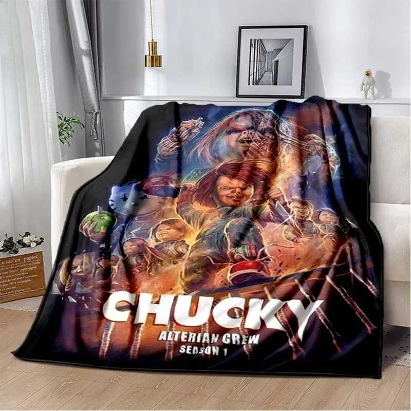 3D Horror Movie Character Chucky Saw Cartoon Area Blanket Fashion Soft Cozy Living room Bedroom Sofa Bed Travel BlanketXJ241210