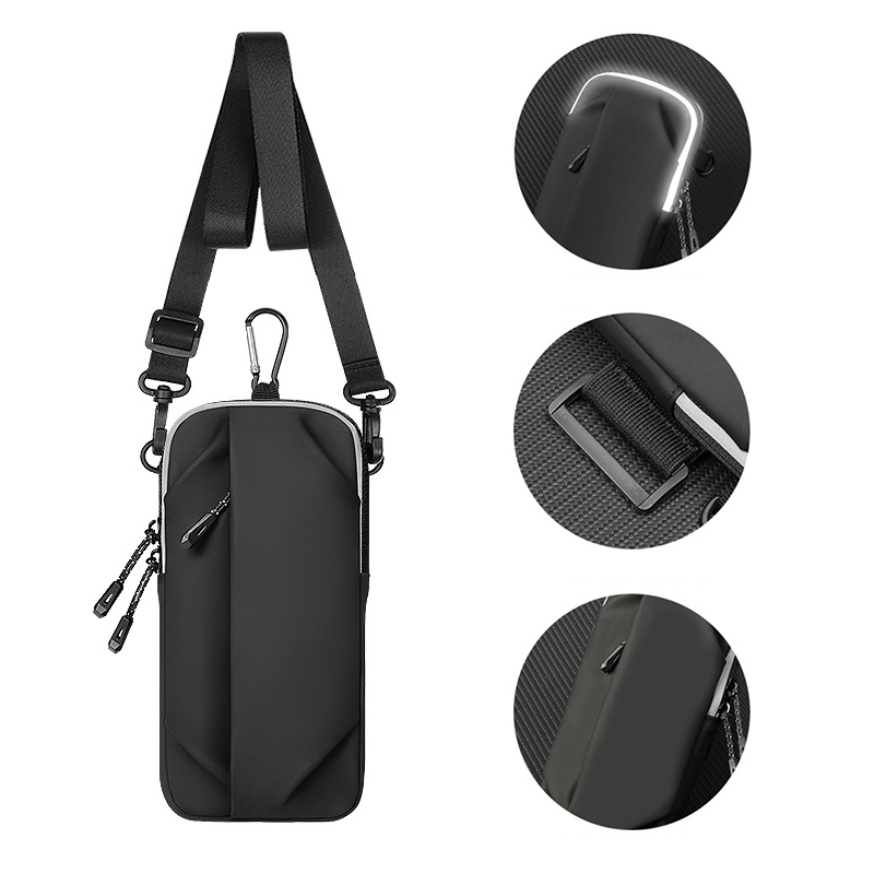 QUESHARK Waterproof PU Leather Running Mobile Phone Arm Outdoor Sports Waist Wrist Pack Single Shoulder Crossbody Bag