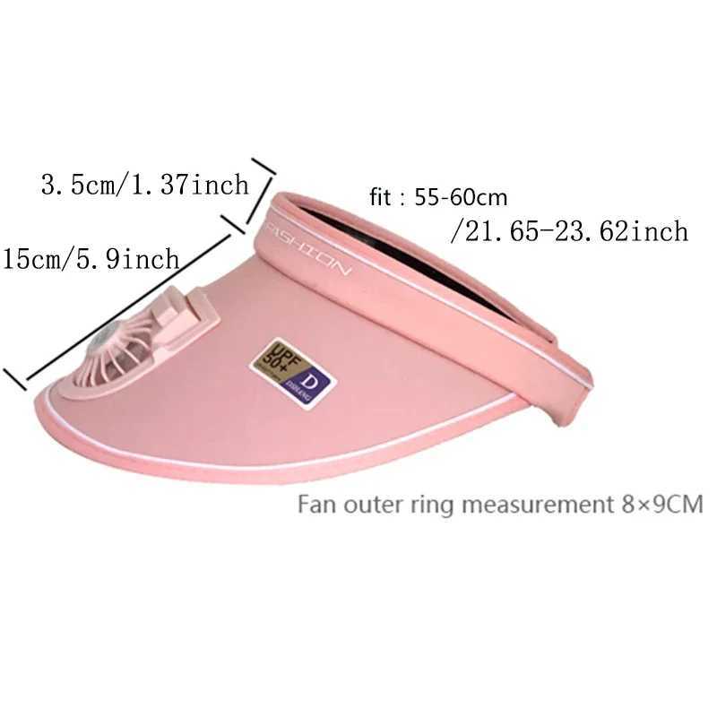 Visors Wide Brim Hats Bucket Hats Summer UV Protection Visor Women Beach Hat 3-speed Regulation Electric Fan Empty Top Hat Holiday Sunshade Bicycle Su