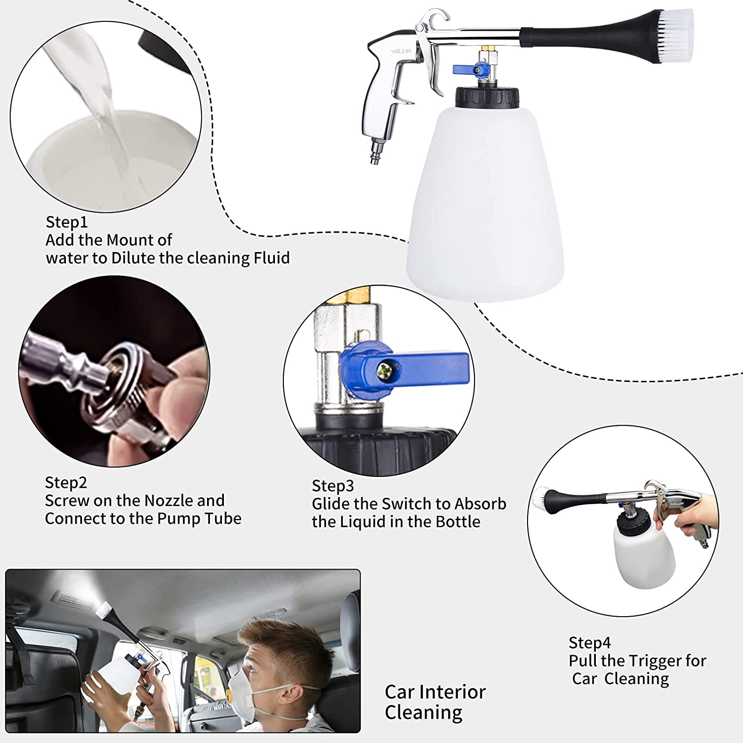 Washer High Pressure Water EU US JP Car Dry Gun Deep Clean Washing Accessories Cleaning Tool