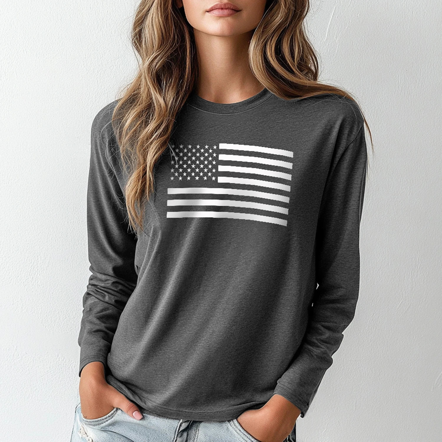 Mia Muse Womens T-shirt Autumn Casual Day Basic Solid Color Long Sleeve Staff Collar Regular T-shirt 241112