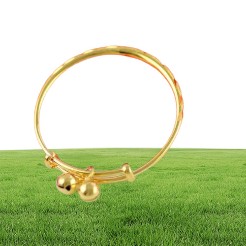 Jewelry Baby Bells Bracelet Bangles 24K Yellow Gold Color Bangles Bracelet for Babies Kids