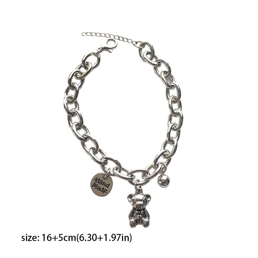 Sier Color Love Bear Round Charms Bracelet Retro Temperament Hip-hop Jewelry Birthday Gift 3284d