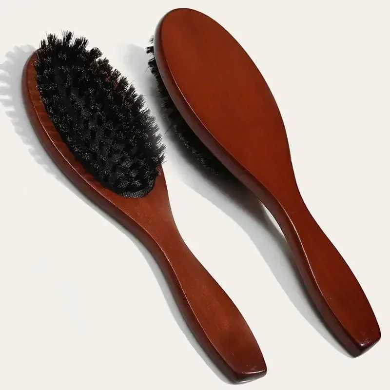 Natural bristle brush anti-static oval hair removal comb fashionable comb wooden female hair brush W241112