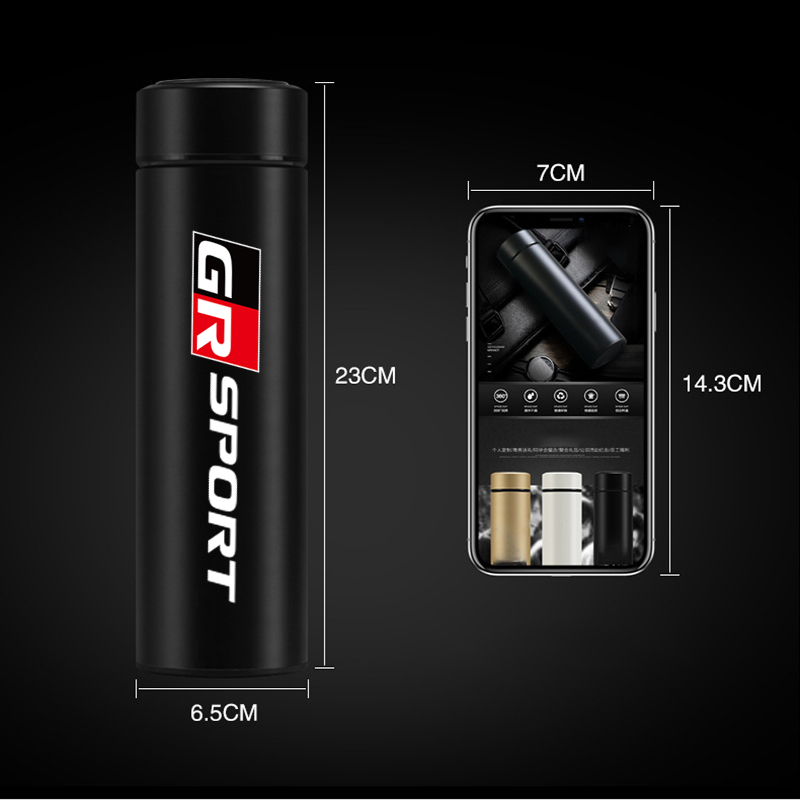 Car Thermoses Water Bottle Portable Travel Mug with Smart LCD Touch for Toyota GR SPORT HILUX PRADO SUPRA YARIS
