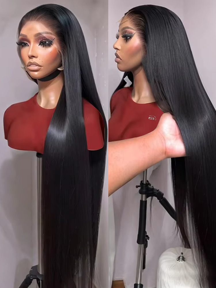 30 40 Inch Bone Straight 13X6 HD Human Hair Frontal High Density 13X4 Front Wig 5X5 Lace Closure Glueless Wigs