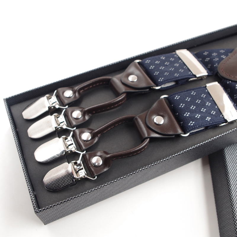 Men Jacquard Y-Shape Suspender Non-Slip 6 Clips Elastic Adjustable Pant Braces Dropship a48c1