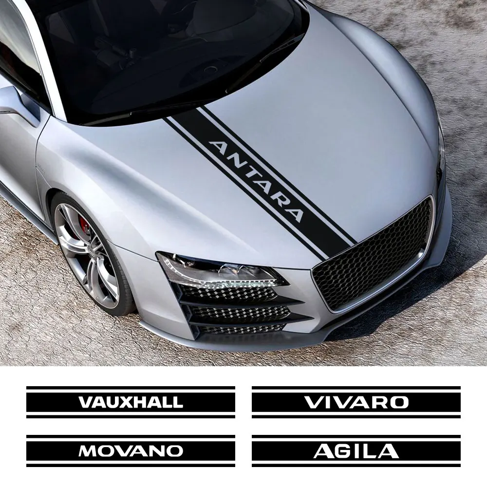 For Opel Vauxhall Antara Agila Movahno Vivaro VXR8 Car Hood Stickers Auto Engine Cover Decor Decals Styling Accessories