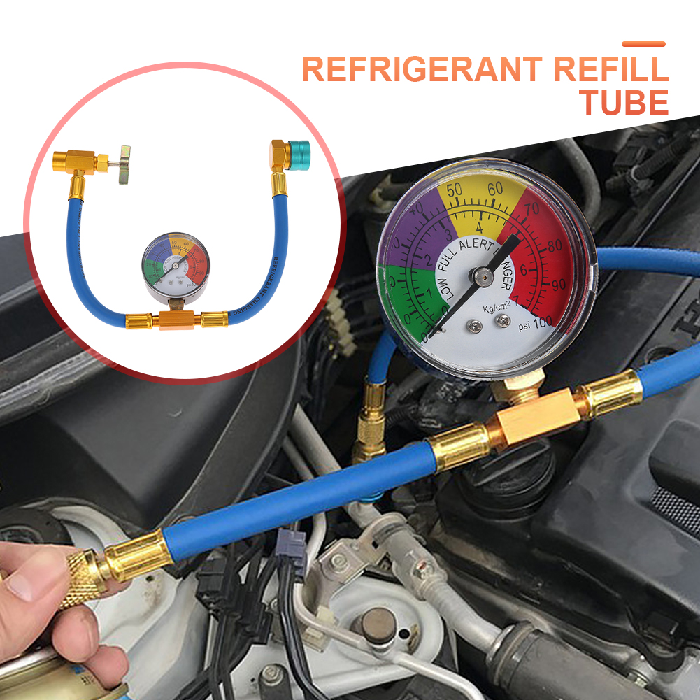 R1234YF Refrigerant Charging Hose with 1/2 Inch ACME LH AC Recharge Hose 14mm Low Side Quick Coupler Refrigerant Gas Refill