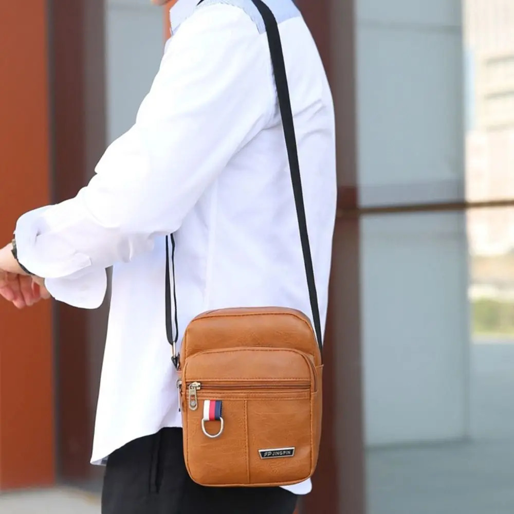 Fashion PU Leather Mens Bag Casual Waterproof Large Capacity Shoulder Messenger Bags Brown Black Handbag Multifunctional 241111