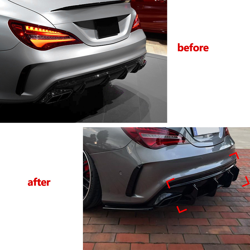 Car Rear Bumper Lower Diffuser Lip Body Kit For Mercedes Benz CLA Class W117 C117 CLA45 AMG Sedan 2016-2019