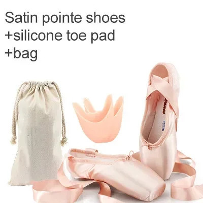 Girl ballet dancer Pointe shoes pink red womens satin canvas ballet shoes 241111