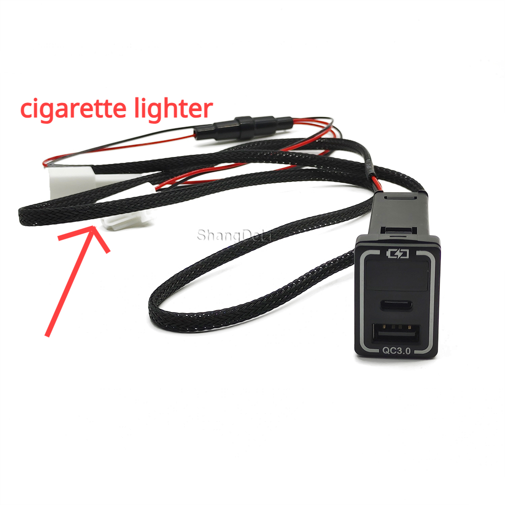 QC3.0 Car USB Port Fast Charger TYPE-C PD Smartphone Charging Adapter LED Light For Toyota Camry Land Cruiser 200 RAV4 Corolla c1cfa 5 37066