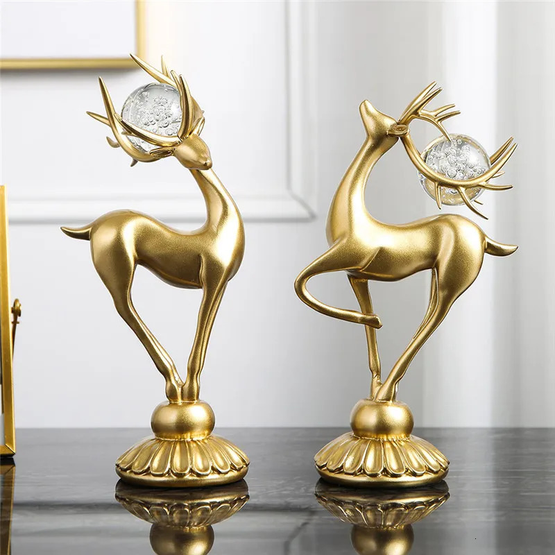 Nordic Resin Simple Abstract Deer Statue Home Decor Sculpture Modern Art Animal Figurines Christmas Decoration Accessories 241112