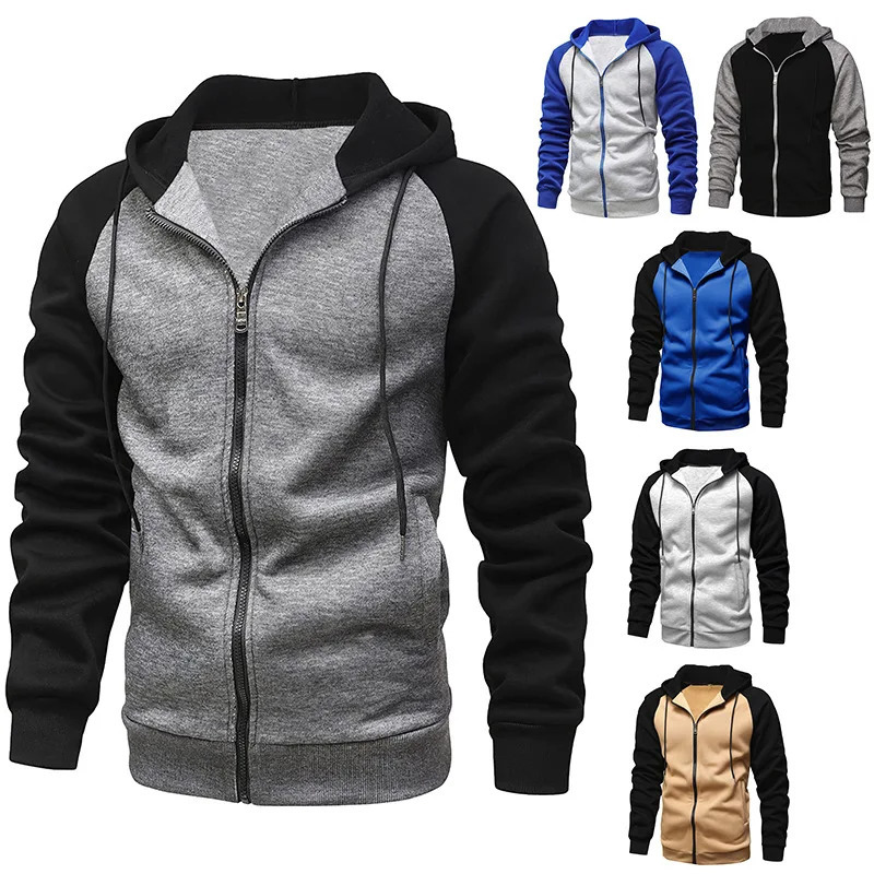2024 Mens Jacket Fashion Spliced Autumn Jackets for Men Fleece Long Sleeve Coat Man Casual Hoodies Streetwear Coats 241108