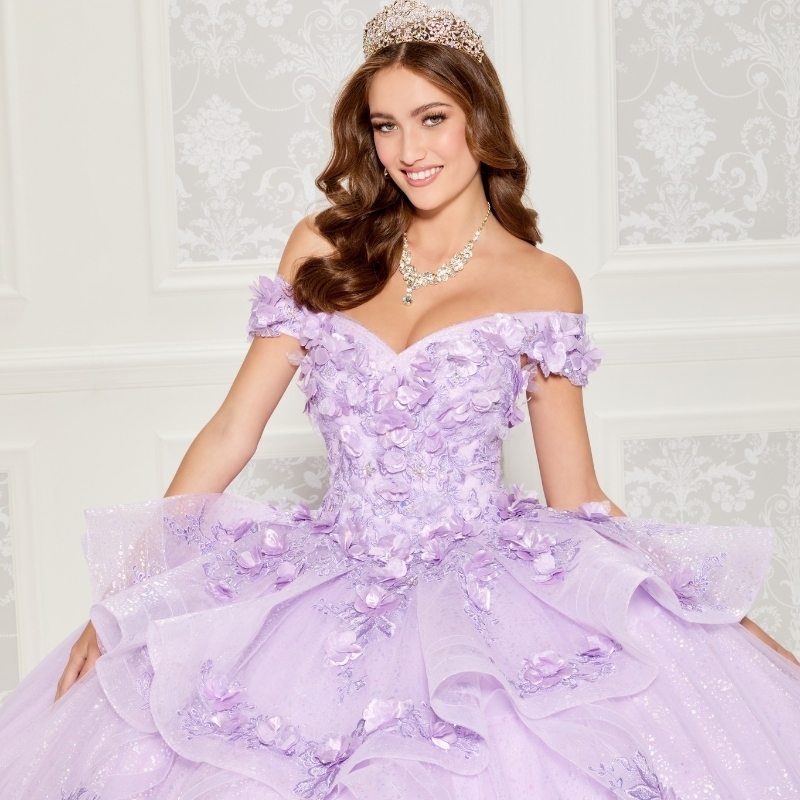 Lilac Mexican Quinceanera Dress Vestidos De 15 Quinceanera 3D Flower Sweetheart Layers Applique Ball Gown Sweet 15 16 Birthday