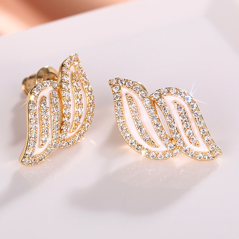 Earrings Designer Classic Leaf Crystal Stud Women 925 Sterling Silver Diamond Stud Earrings White Zirconia Stud Luxury Wedding Jewelry