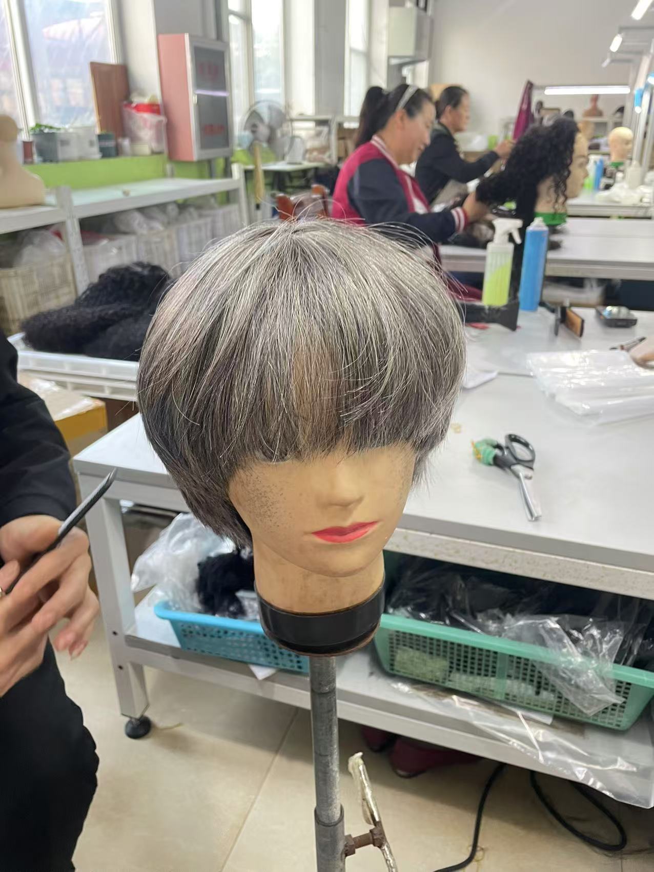 Highlighting salt and pepper cuticle aligned raw hair wig sterling silver grey human hair wigs hd lace closure custom pixie bob