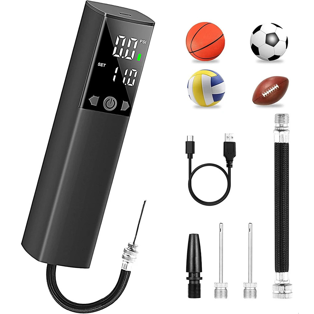 Football ball pump electric ball pump portable air pump for fast inflation with precision pressure gauge and LCD display for football and basketball 2