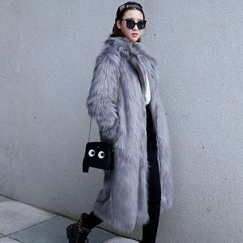 shanshi fur coat women Autumn and winter faux women's long synthetic coat fox fur